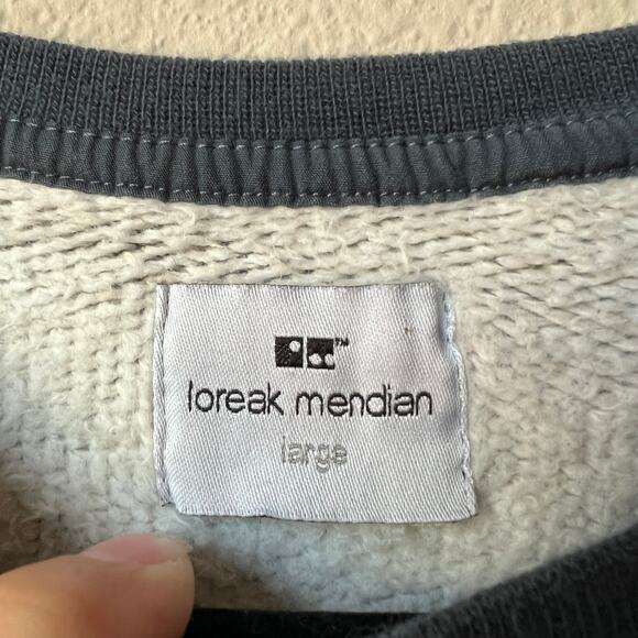 Loreak Mendian Gray Contrast Patch Crewneck Sweater Size Large - Picture 4 of 7